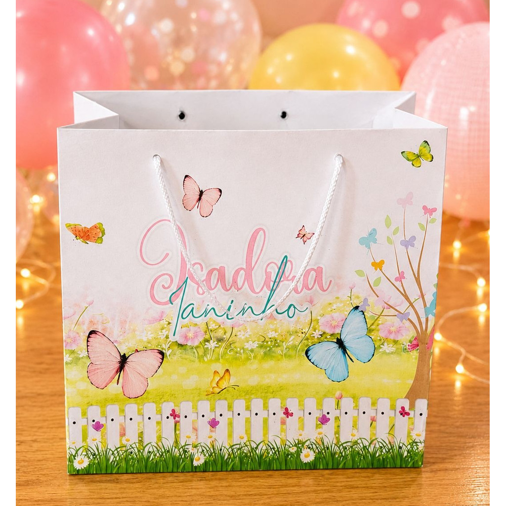 Sacolinha Personalizada Jardim de Borboletas Pegue e Monte | Lembrancinhas Festa | Aniversário