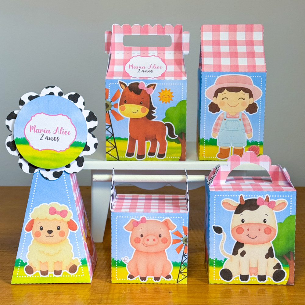 PEGUE E MONTE FAZENDINHA -  Personalizados Fazendinha Menina - Fazendinha Rosa - kit festa - lembrancinha - aniversário