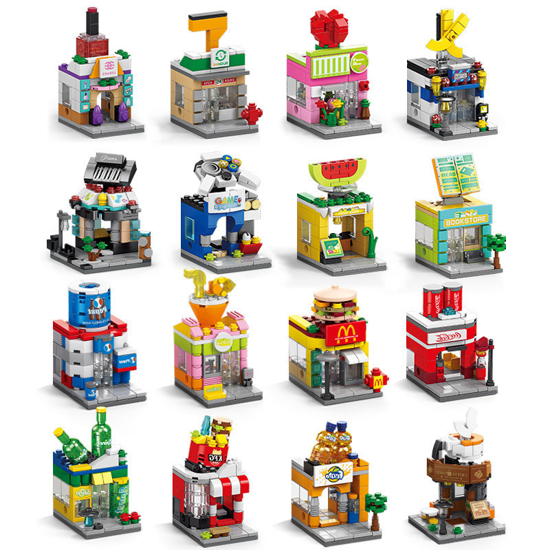 Mini Cenário Urbano: Bebidas e Comida Rápida, Brinquedo Educativo de Montagem DIY, Presentes 3841