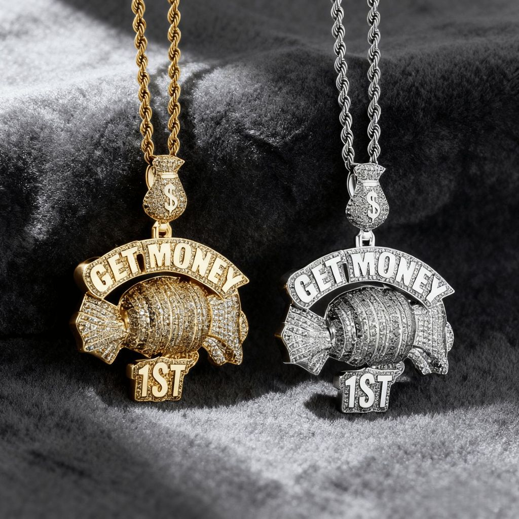 Europeu americano Hip-Hop obter dinheiro segurando riqueza cheio de diamante pingente moda na moda acessórios masculinos