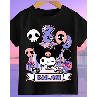 Camiseta Feminina Estampa Com Personagens Fofos e Calaveras Moderna Confortável e Estilosa Moda Feminina Casual