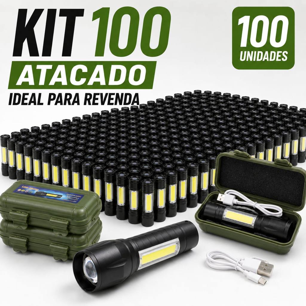 Kit 30/60/100 Mini Lanterna Brilhante Multi função Táticas De Campo Com Led E Zoom Recarregável Usb Envio Rápido