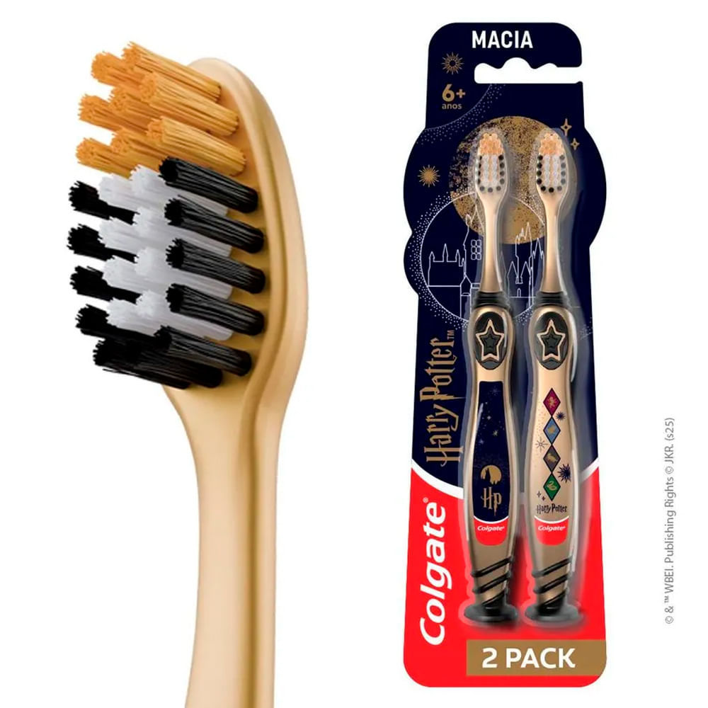 Escova Dental Colgate Harry Potter Kids Ultra Suave Com 2 Unidades