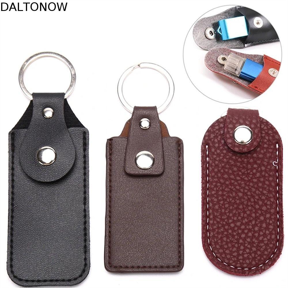 DALTONOW U Disk Storage Bolsa Acessórios De Computador De Couro Anti-Perda Preto Café USB Caso Protetora