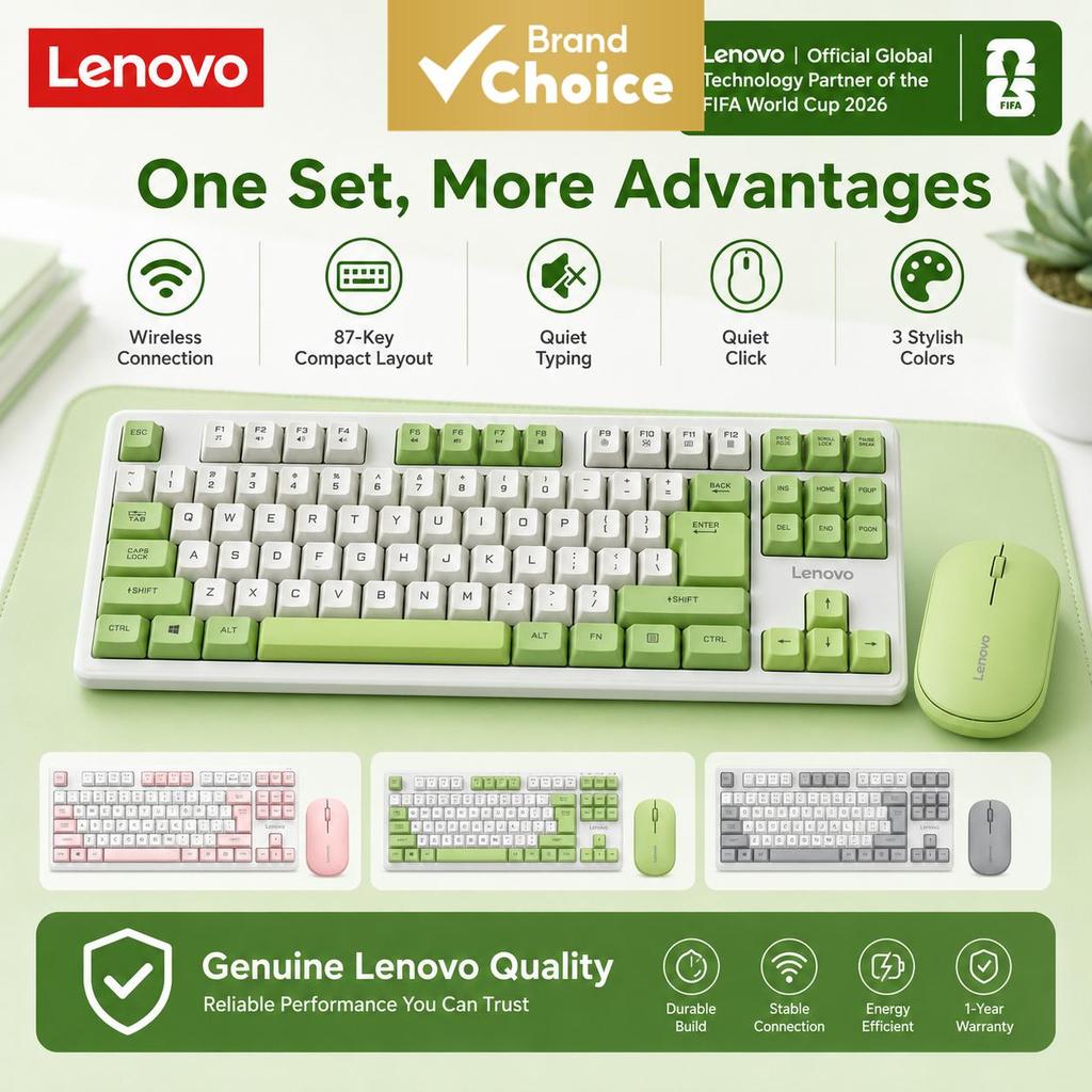 Teclado portátil leve Lenovo X5K Pro 2,4G sem fio silencioso, design elegante e sofisticado para uso em escritórios