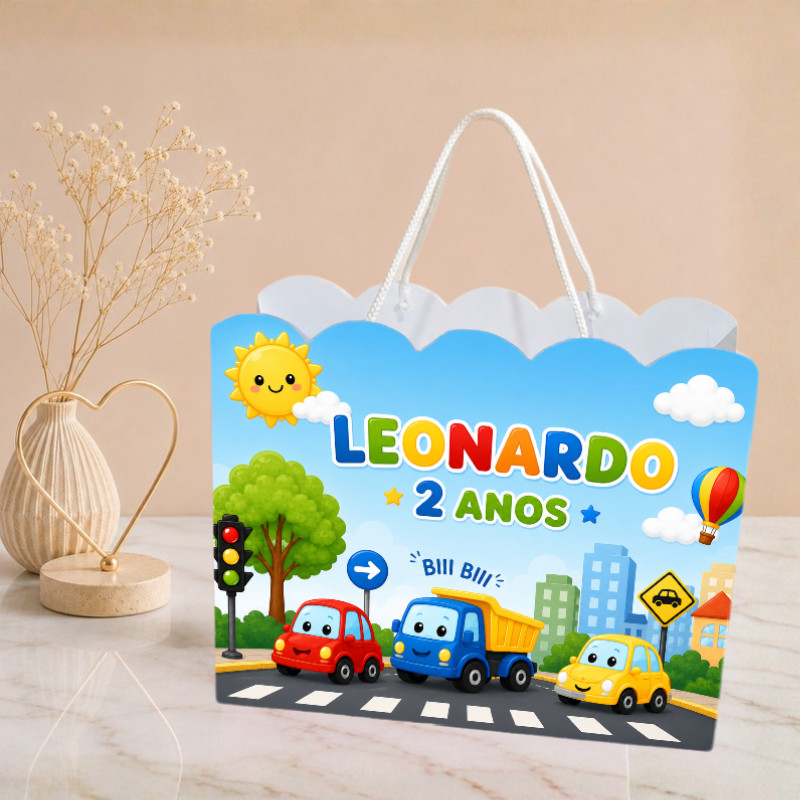 Sacolinha Carrinhos Personalizada Pegue e Monte | Lembrancinha Aniversário | Mimos Festas