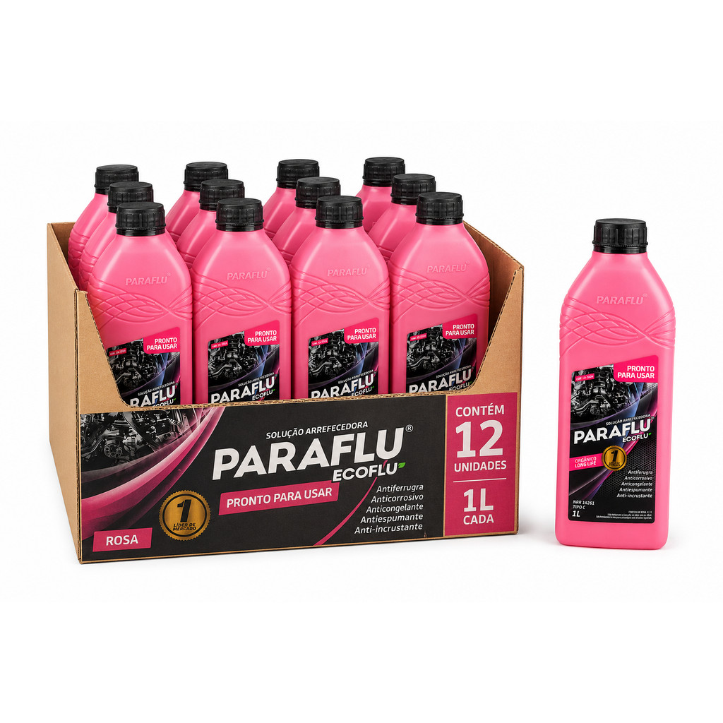 Kit 12 Aditivo Radiador Paraflu Orgânico Rosa Long Life Pronto Uso 103004