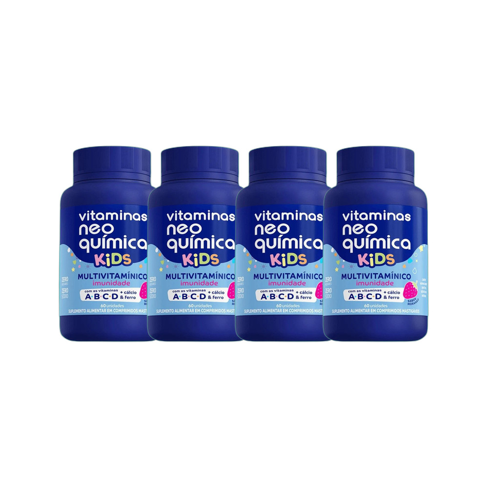 Neo Química Kids 60 Comprimidos Kit 4x - Vitamina Infantil | Imunidade e Crescimento |