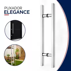 Puxador Duplo Porta Barra Chata Cromado Elegance 30 a 100 cm Madeira Vidro Metalon