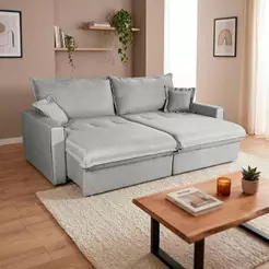 Sofá Cama Lume Sem Caixa 2,30m Linho Cinza - King House