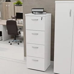 Gaveteiro Arquivo Escritório 4 Gavetas Pasta Suspensa Branco Branco