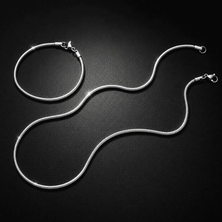 Kit cordão colar corrente 1mm em aço inoxidável 60cm + Pulseira em aço inox (Não enferruja nem escurece) Rabo de Rato