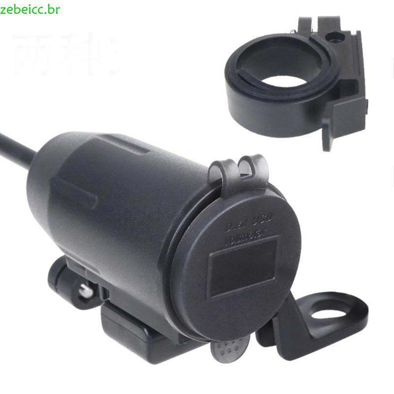 zebeicc Carregador USB Para Montagem Guidão Motocicleta Dupla Carga Rápida Motocicletas