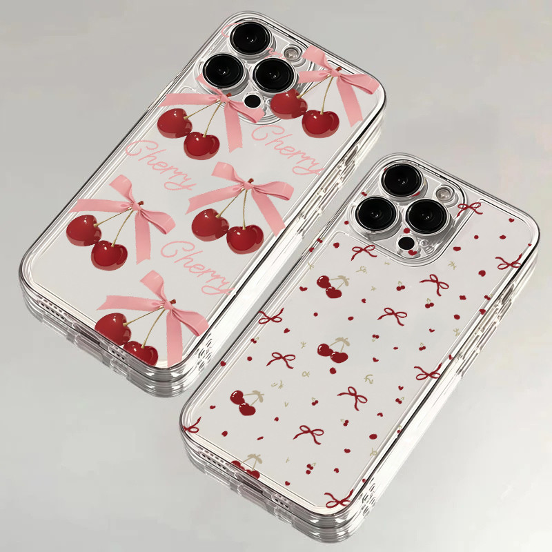 Capa Impressa Com Laço Cereja Para Samsung Galaxy A51 A31 A71 A50 A30 A20 A50S A30S A10 A10S A20S A11 A02 A03 Core S10 P