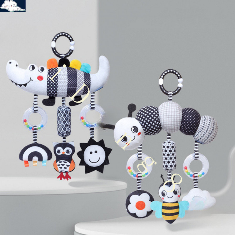 Brinquedos De Desenvolvimento Sensorial Para Bebês Preto E Branco De Alto Contraste Pendurados Na Cama C