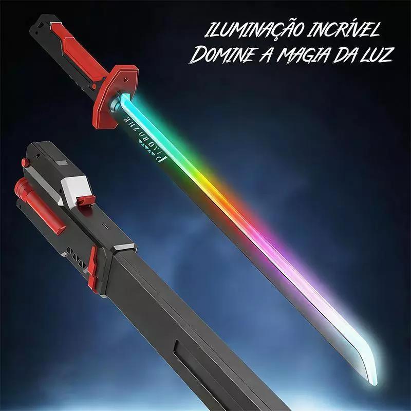 Espada 80/46cm Laser Infantil Intergaláctica Spark com Luz Som e Efeito Fumaça LED SAMURA