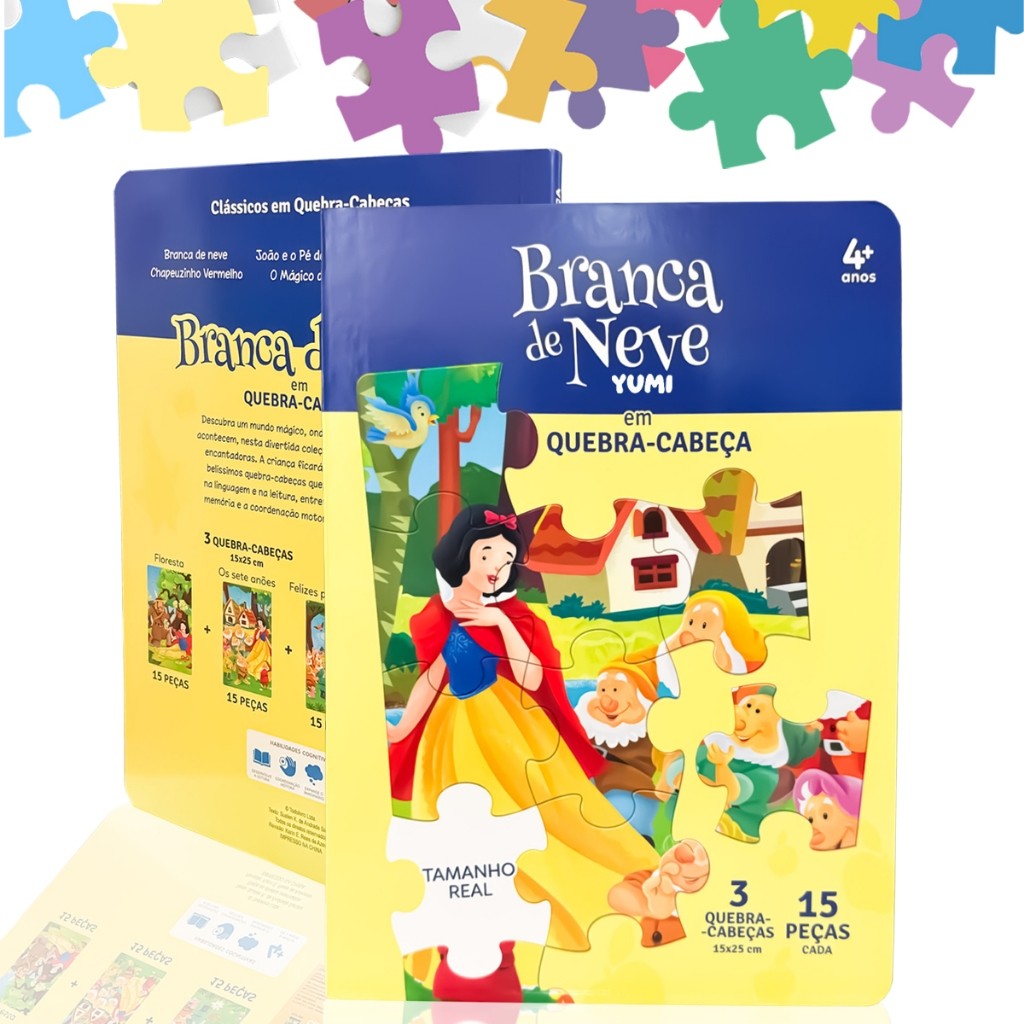 Livro Infantil Historia Branca De Neve Em Quebra-cabeça | Leia E Divirta-se 4 A 12 Anos 72 Peças