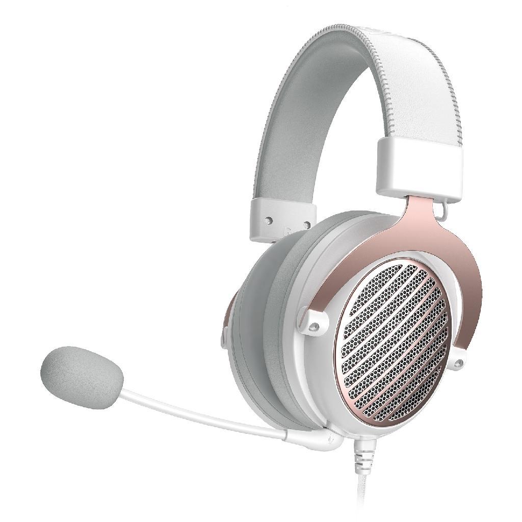 Headset Gamer Redragon Luna Lunar H540W Branco e Rosa