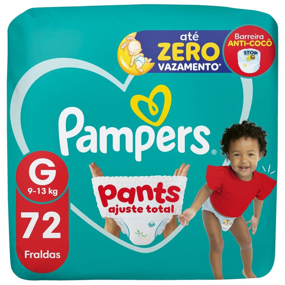 Kit 2 Fralda Pampers Pants Ajuste Total Tamanho G com 72 Unidades