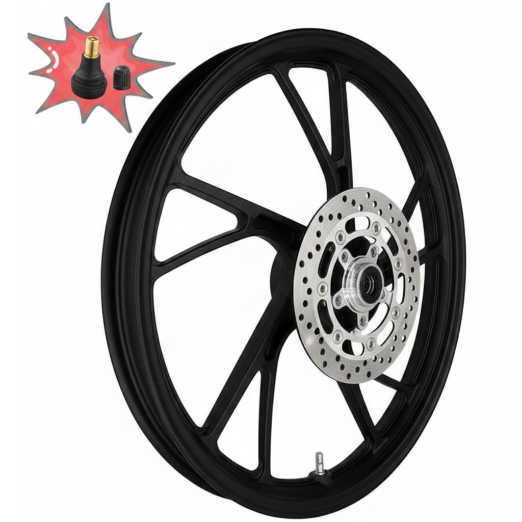 RODA ESPORTIVA DIANTEIRA CG TITAN 150 START FAN 160 2016 A 2024 PE DE GALINHA SHIVER PRETO FOSCO FREIO DISCO + BICO