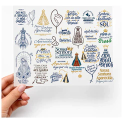 24 Adesivos Dtf Uv Nossa Senhora Para Garrafas Tamanho A4