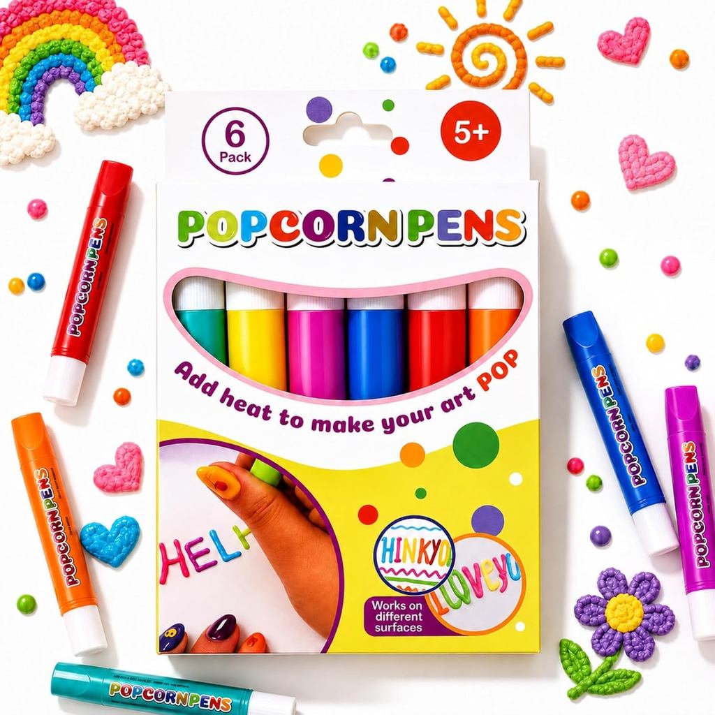 Canetas Puff 3D Popcorn 6 Cores Canetas para Arte em Relevo DIY Scrapbook Cartões Projetos Criativos e Artesanato