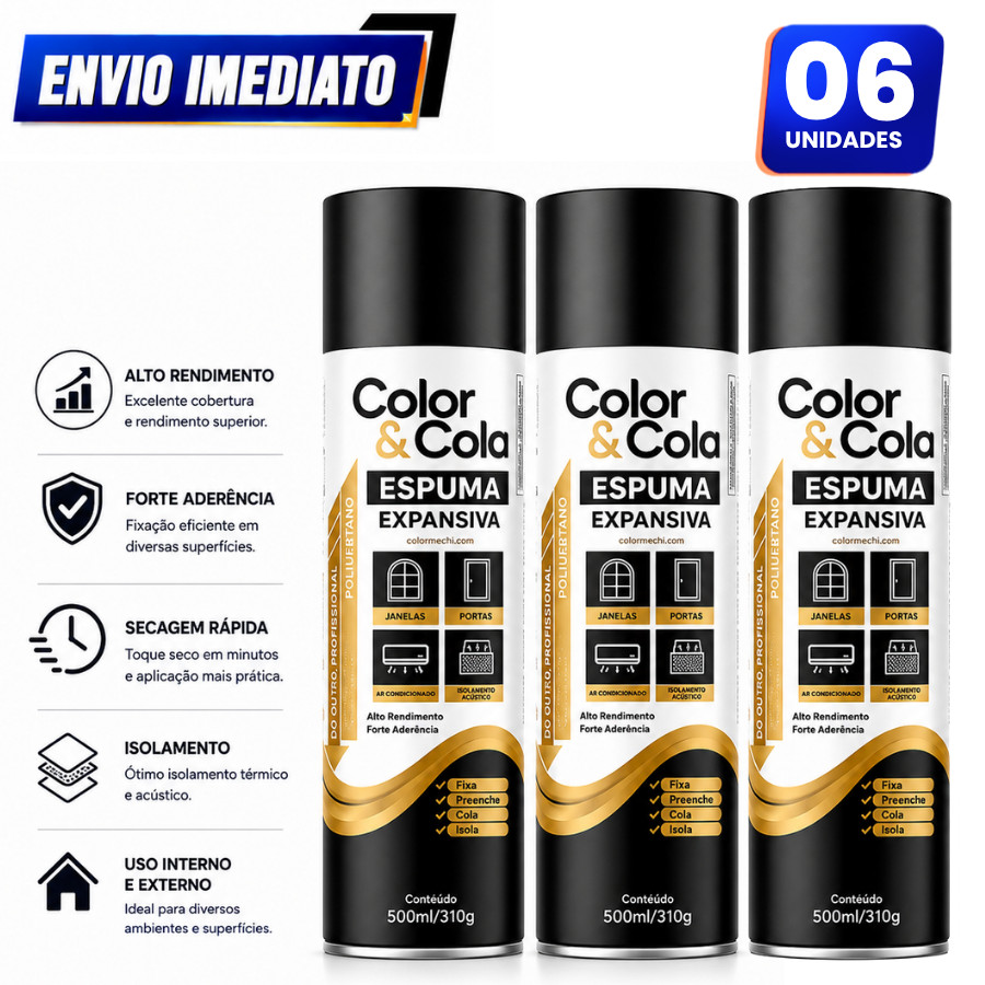 Espuma Expansiva Poliuretano Profissional 500ML Com Aplicador Kit