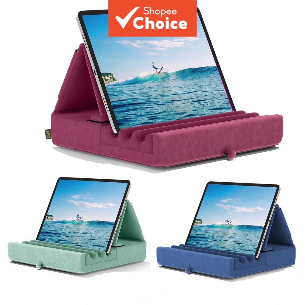 Suporte dobrável para tablet com almofada, suporte para iPad para colo, cama e mesa - Suporte tablet com bolso e