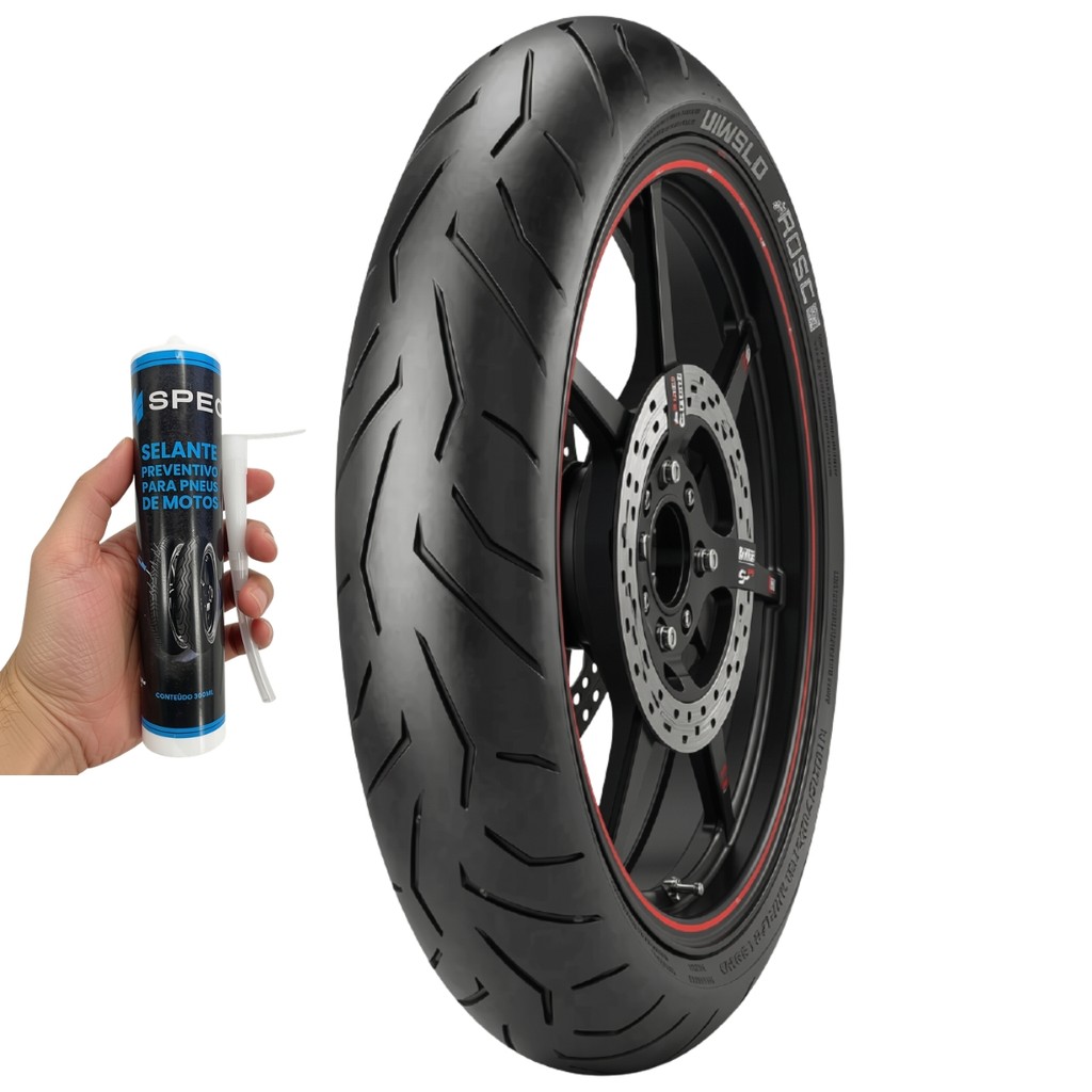 PNEU 110/70R-17 DIANTEIRO DIABLO ROSSO II SEM CAMARA 54H Fazer250 CB300R Ninja 250R CBX250 Twister+ SELANTE SPEC 300ML