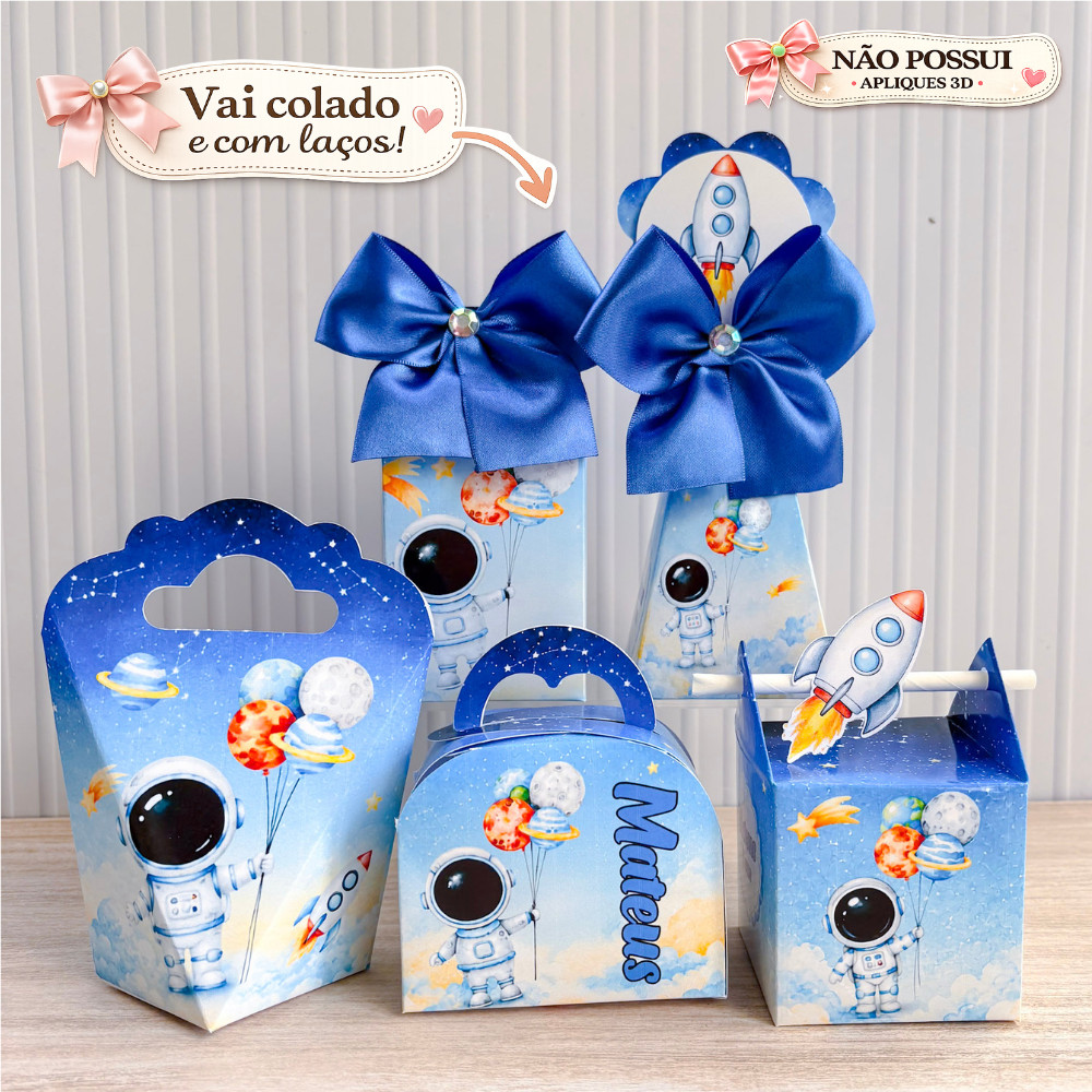 Kit 50 caixas de Festa Personalizado Astronauta Menino | Aniversário Astronauta| Lembrancinha de festa Astronauta