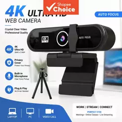 Webcam JCL 4K Para PC , Laptop Com Microfone , Câmera De Computador Foco Automático Microfones Cancelamento De Ruído , C