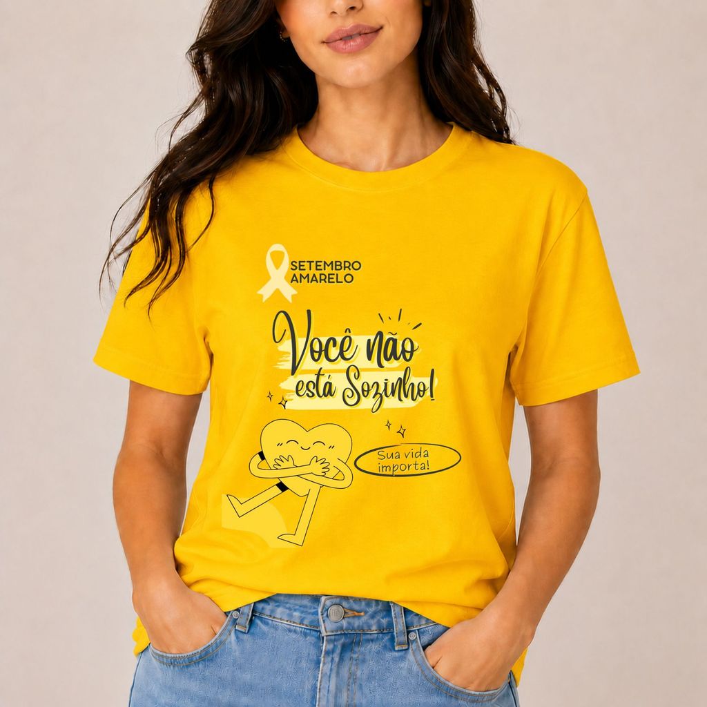 Blusa Feminina Estilosa Amarela Setembro Amarelo Você Não Está Sozinho