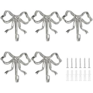 5 Ganchos de Parede Dourados em Forma de Laço, Ganchos Decorativos Elegantes em Liga de Zinco para Toalhas, Casacos e Ch