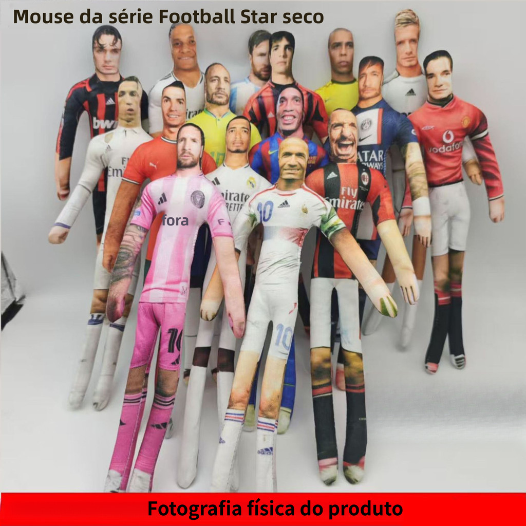 Messi C Royal Football Star Abstrato Mouse Seco Esqueleto Embutido Forma Aleatória Sem Borda Branca Boneca Boneca