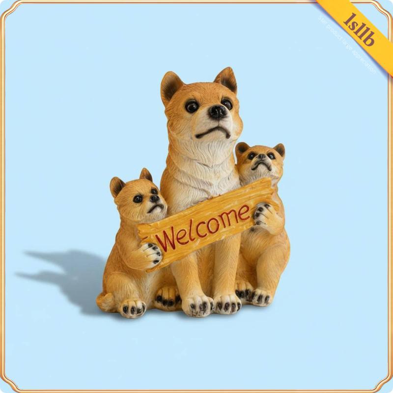 [Lsllb] Estatueta De Cachorro De Boas-Vindas Com Destaque Para Entrada , Design Fofo , Decoração De Casa Pintada À Mão M