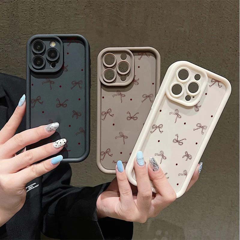 Bonito Bolinhas Arco Caso De Telefone Para Samsung Galaxy A54 A34 A14 A24 A05 A05S A52 A52S A32 A72 A04 A04E Silicone Ca