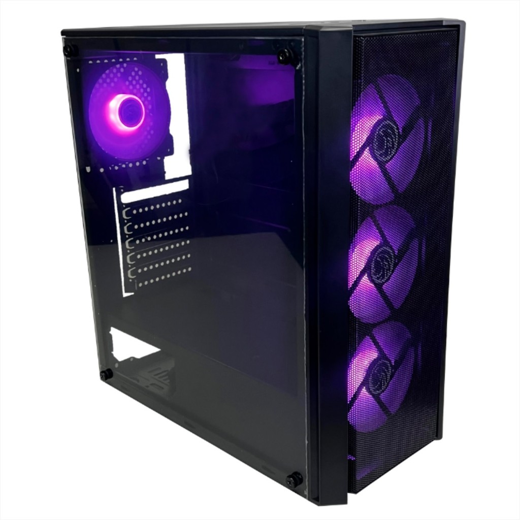 Gabinete Gamer Brazil PC BPC-T02B - Mid Tower ATX - Lateral em Vidro, Frente Mesh, USB 3.0, 4 Coolers inclusos - Preto