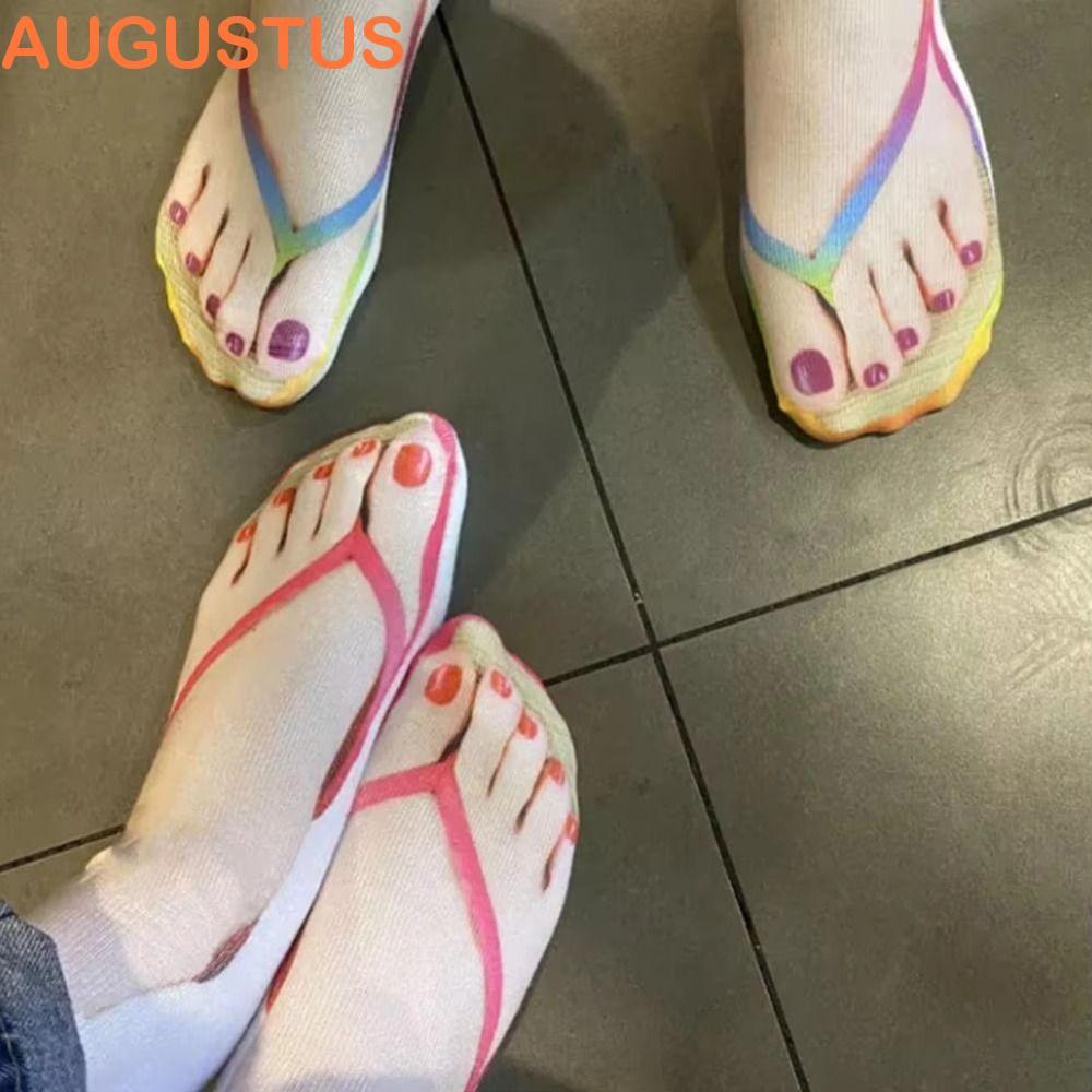 Meias Impressas Em 3D AUGUSTUS , Flip-Flop Com Padrão Criativo Curtas Engraçadas Respiráveis E Confortáveis