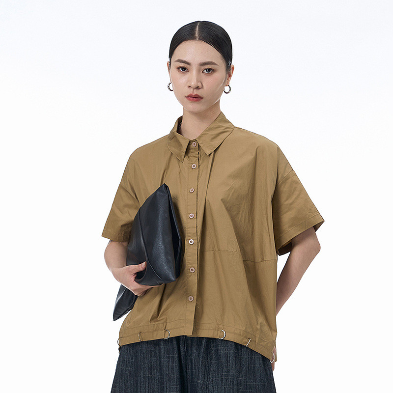 Olhos grandes [Roupas femininas estilo Yamamoto] Camisa de manga curta-4 cores verão Plus Size roupas femininas soltas m