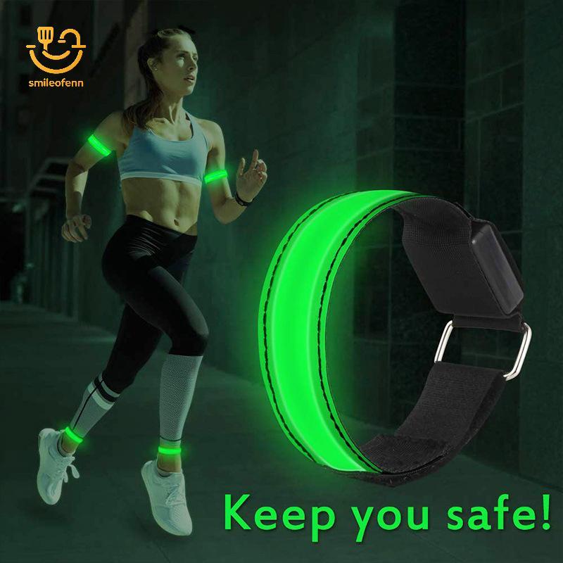 smileofenn Alça De Braço Luminosa LED Luz De Corrida Noite Correndo Pulseira Aviso Segurança Reflexivo Torcendo Tornozel