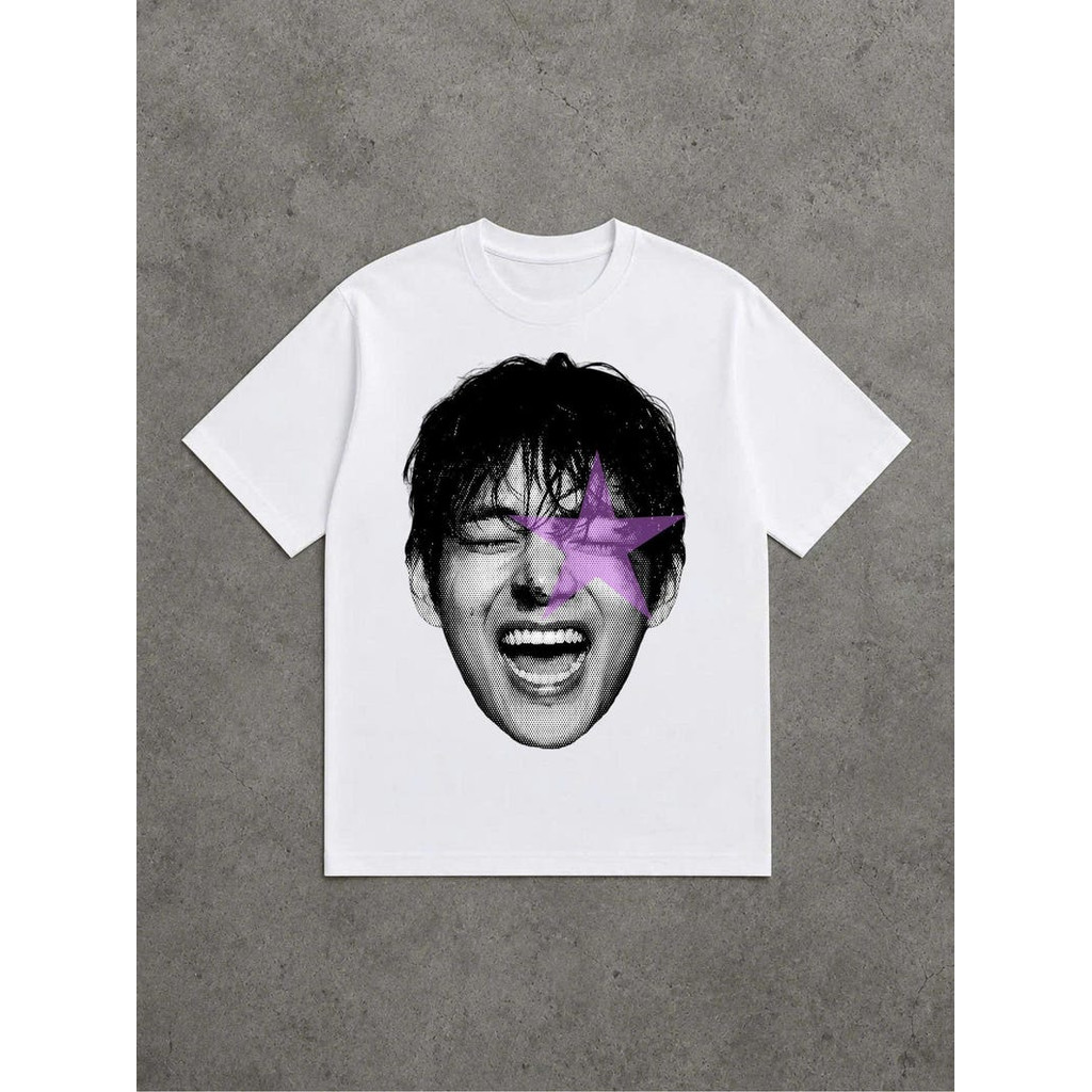 Camiseta Feminina Estampa de Cara com Estrela Violeta Moderna Confortável Atemporal Tenda para o Verão