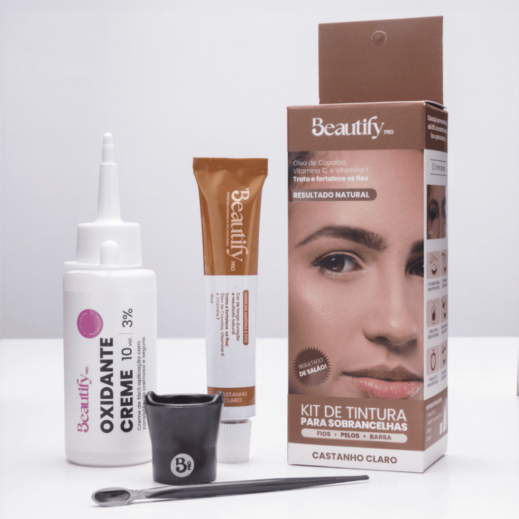 Tintura Sobrancelha Cílios Barba Beautify Kit Tinta para Sobrancelha 10ml com Oxidante Sem Amônia — imagem 2 de 2