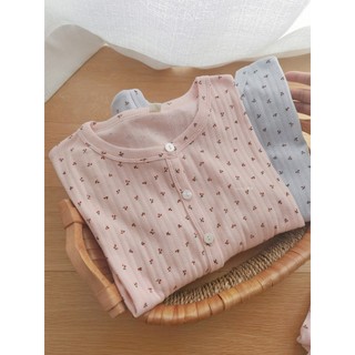 Pijama cereja feminino primavera verão puro algodão calças de manga comprida Shorts de manga curta malha algodão estilo 