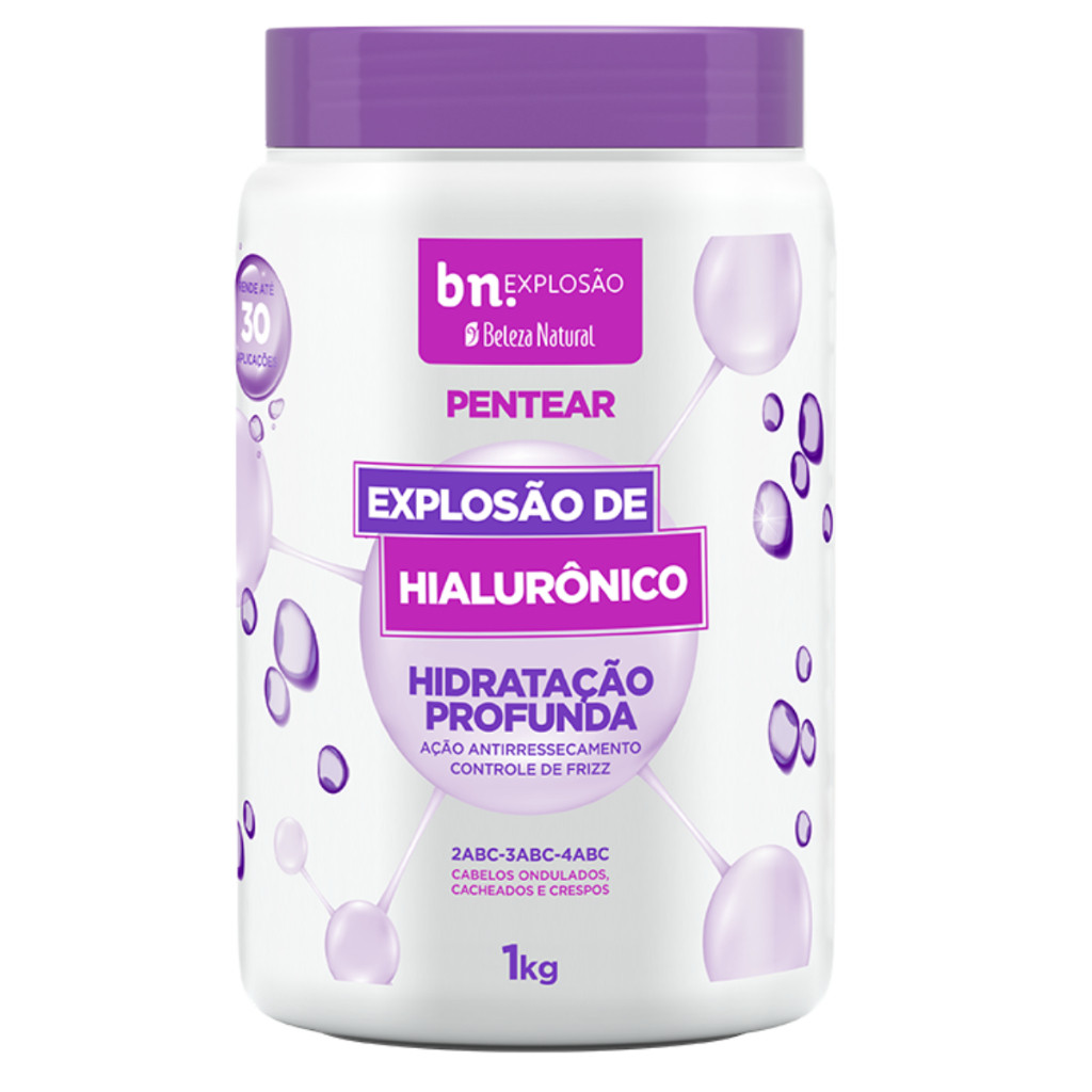 Beleza Natural Explosao de Hialuronico Creme de Pentear 1kg Antirressecamento Controle de Frizz