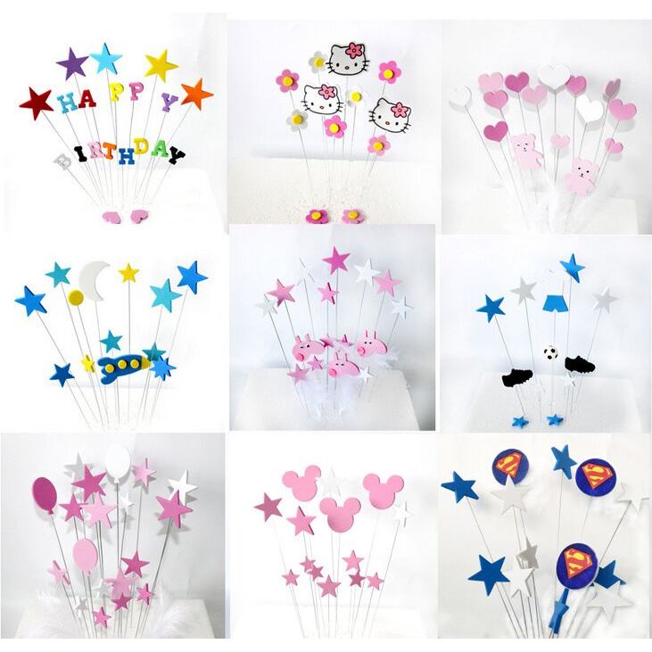 Bolo de aniversário inserir sinal fio inserir bandeira estrela de cinco pontas gatinho bolo cozimento decoração inserir 
