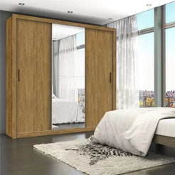 Guarda-Roupa Casal 4 Espelhos 3 Portas de Correr 4 Gavetas Max Plus Espresso Móveis Marrom/Cinamomo Cinamomo