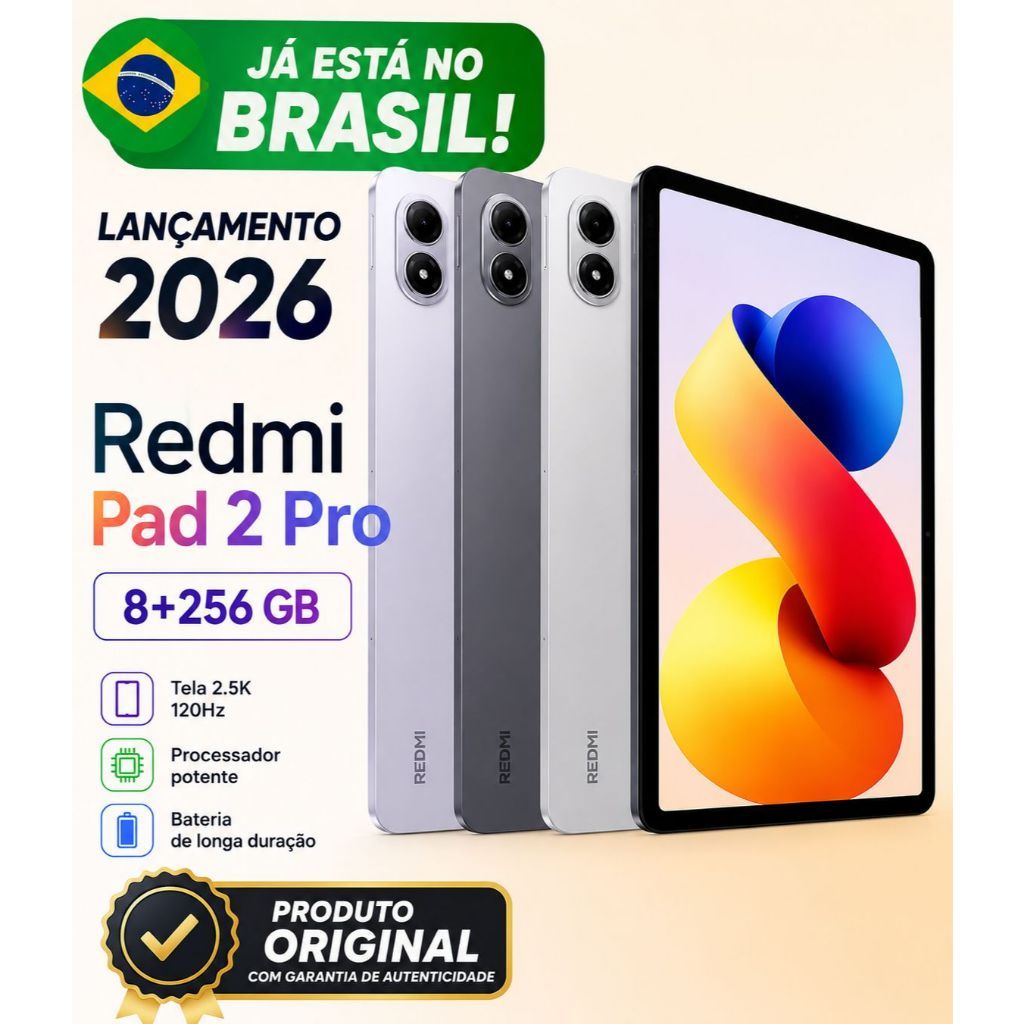NOVO Xiaomi Redmi Pad Pro 8gb 256gb Cinza Preto - LANÇAMENTO 2026