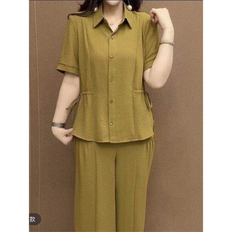 AliExpress Plus Size mãe gorda terno de verão esportes lazer novo estilo 40 anos 50 meia-idade de manga curta estilo oci
