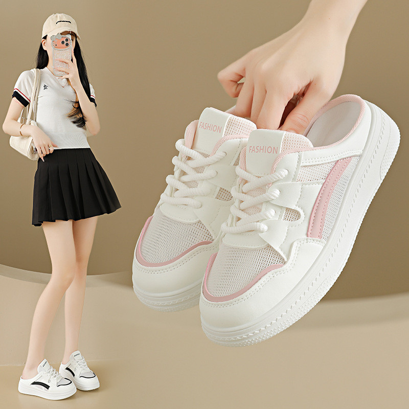 2026 verão novo estilo meio suporte sapatos brancos malha feminina sapatos femininos respirável estudante tênis sapatos