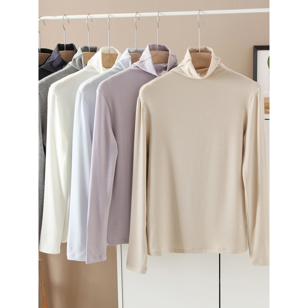 Lyocell casaco de lã leve, acetato de lã de ovelha, gola alta, camisa feminina, outono inverno, aparência mais fina, com
